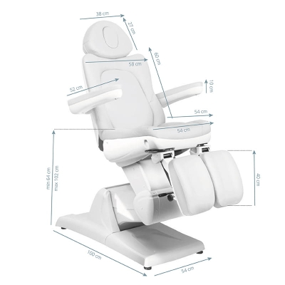 FOTEL KOSMETYCZNY ELEKTR. AZZURRO 870S PEDI 3 SILN. BIAŁY getfull 459