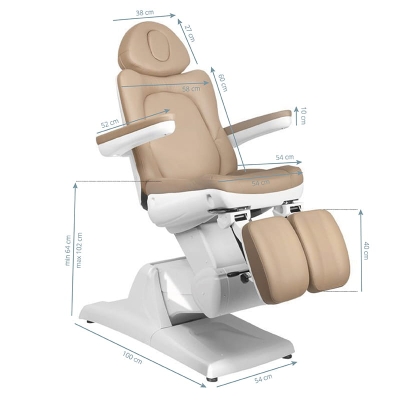 FOTEL KOSMETYCZNY ELEKTR. AZZURRO 870S PEDI 3 SILN. CAPPUCCINO getfull 538