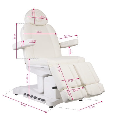 FOTEL KOSMETYCZNY ELEKTR. AZZURRO 708BS PEDI PRO EXCLUSIVE 3 SILN. PODGRZEWANY getfull 2063