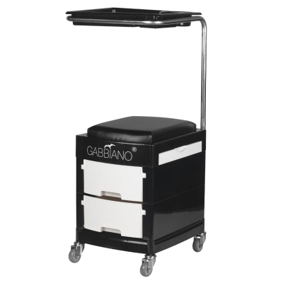 POMOCNIK - TABORET DO PEDICURE 16 PLUS CZARNY/BIAŁY getfull 1581