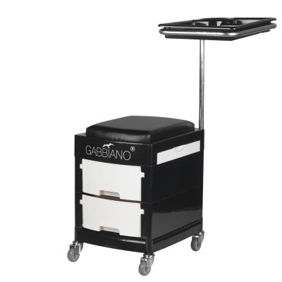POMOCNIK - TABORET DO PEDICURE 16 PLUS CZARNY/BIAŁY getfull 1581