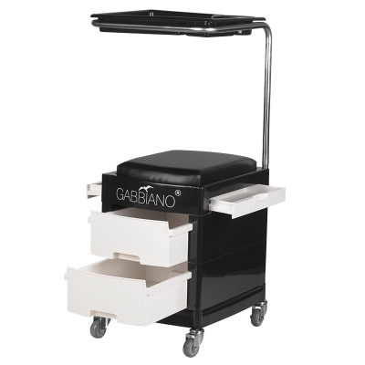 POMOCNIK - TABORET DO PEDICURE 16 PLUS CZARNY/BIAŁY getfull 1581