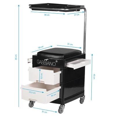 POMOCNIK - TABORET DO PEDICURE 16 PLUS CZARNY/BIAŁY getfull 1581
