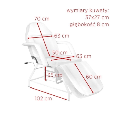 FOTEL KOSMETYCZNY 557A Z KUWETAMI BIAŁY getfull 3747