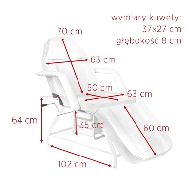 FOTEL KOSMETYCZNY 557A Z KUWETAMI BIAŁY getfull 3747