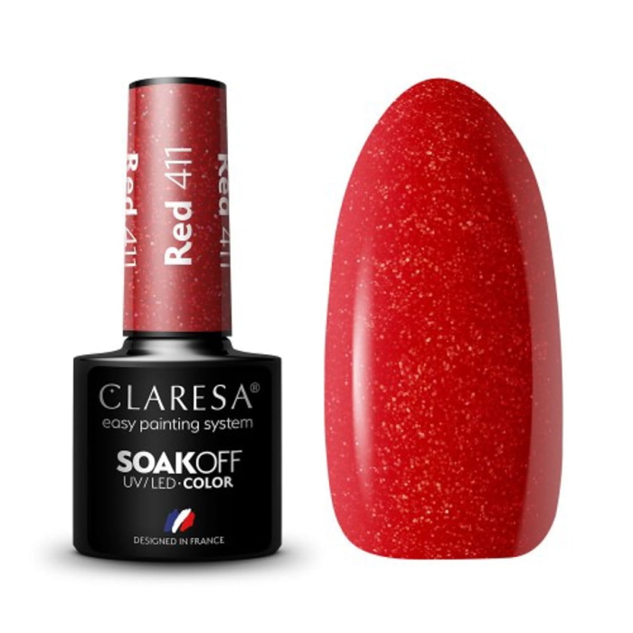 CLARESA Lakier hybrydowy RED 411 -5g getfull 4285