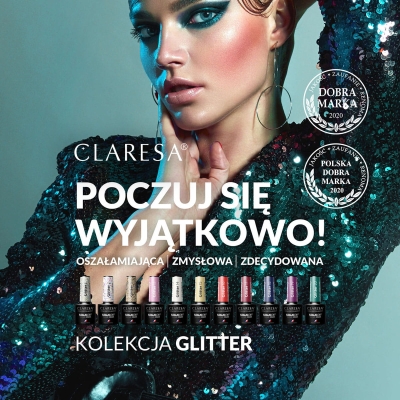 CLARESA Lakier hybrydowy GLITTER 3 -5g getfull 4930