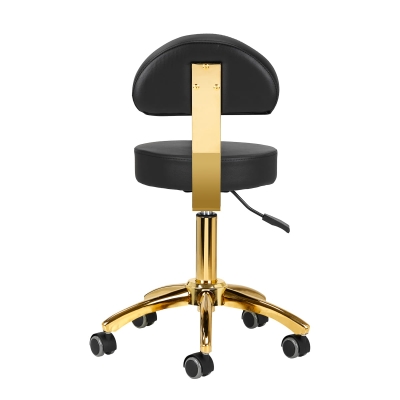 Taboret Kosmetyczny z Oparciem AM-304G Złoto Czarny