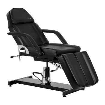 Fotel kosmetyczny hydrauliczny do pedicure Sillon 210 z kołyską i dzielonym podnóżkiem czarny 