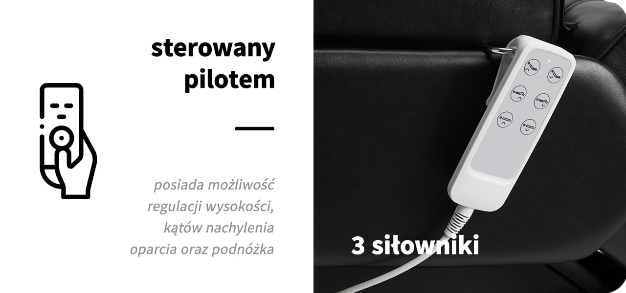 Czarny fotel kosmetyczny SILLON sterowany pilotem
