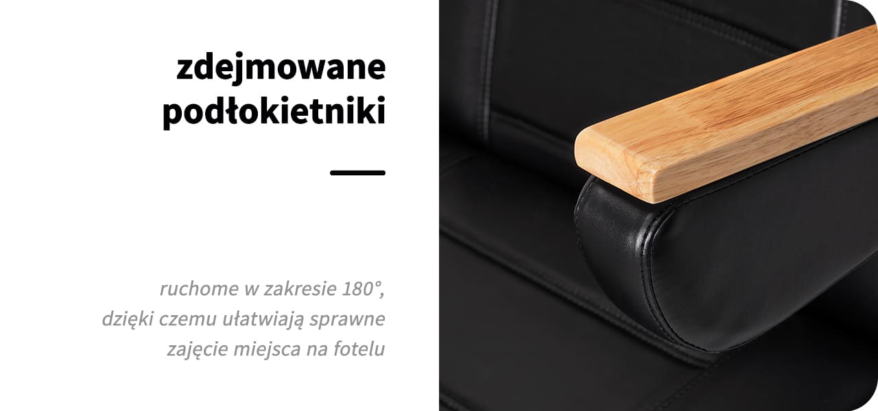 SILLON czarny fotel kosmetyczny ze zdejmowanymi podłokietnikami