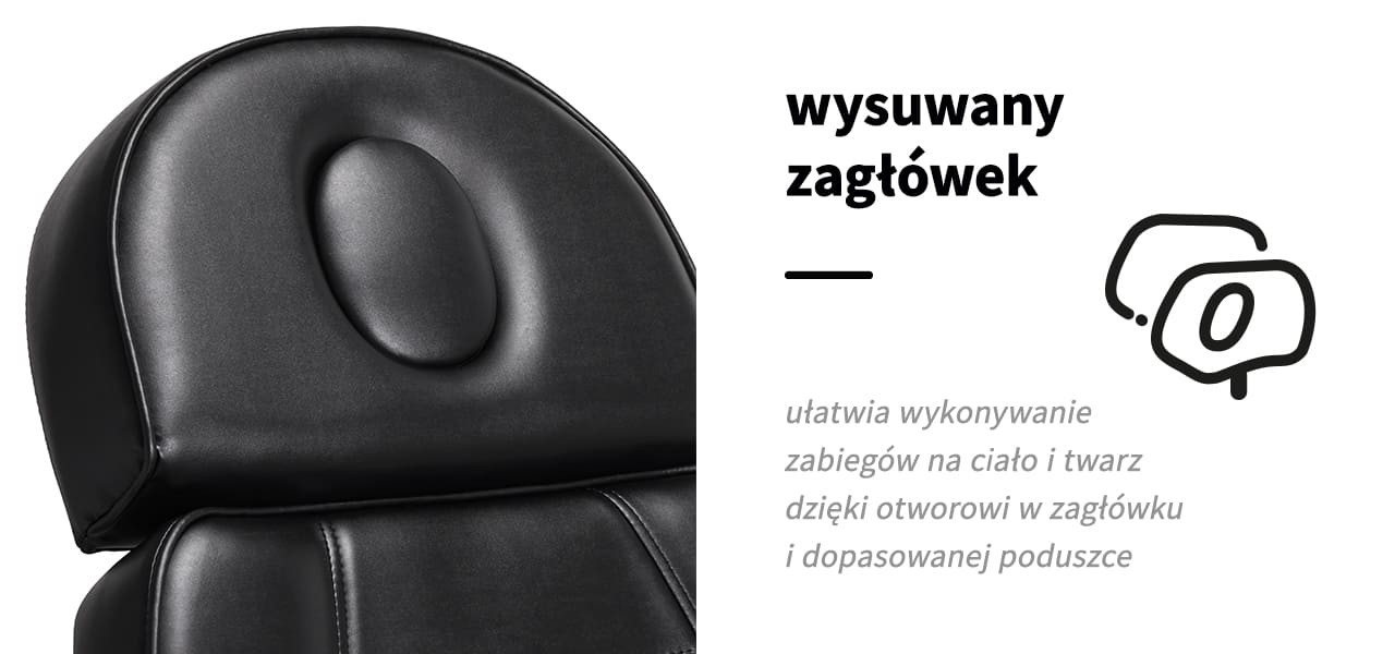 Elektryczny fotel kosmetyczny z regulowanym zagłówkiem