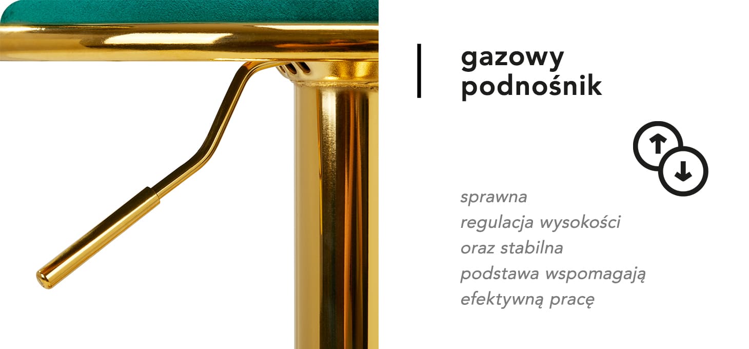 Hoker Barowy z Podnóżkiem i Oparciem 4RICO QS-B801a  Aksamit Zielony