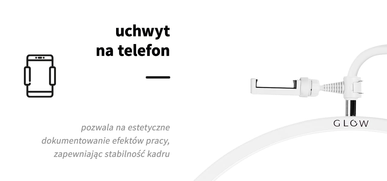 Profesjonalna lampa do rzęs z uchwytem na telefon
